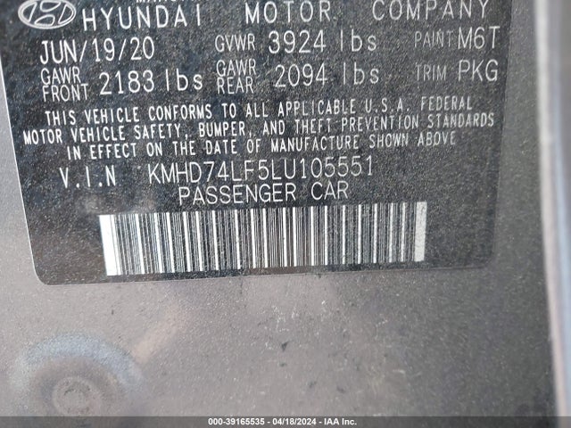 Hyundai ELANTRA SE 2020 KMHD74LF5LU105551 Image 9