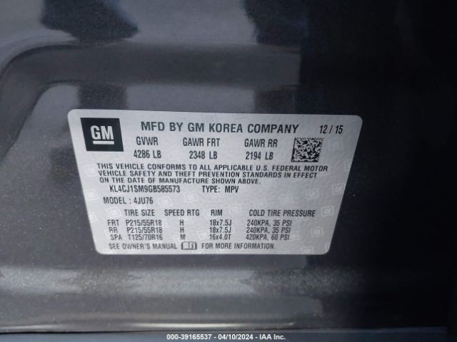 KL4CJ1SM9GB585573 Buick Encore Sport Touring