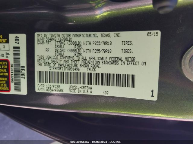 5TFRM5F11FX091496 Toyota Tundra Sr5 4.6l V8