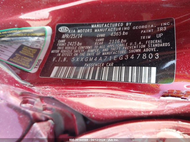 KIA Optima Lx 2014 5XXGM4A71EG347803 Image 9