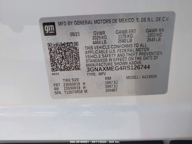 3GNAXMEG4RS126744 Chevrolet Equinox Fwd Rs