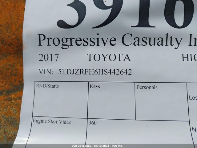 Toyota Highlander Xle 2017 5TDJZRFH6HS442642 Image 9