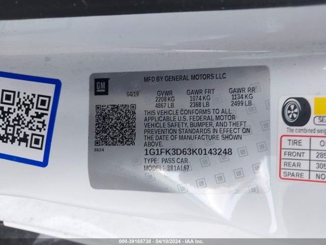 Chevrolet CAMARO ZL1 2019 1G1FK3D63K0143248 Image 9