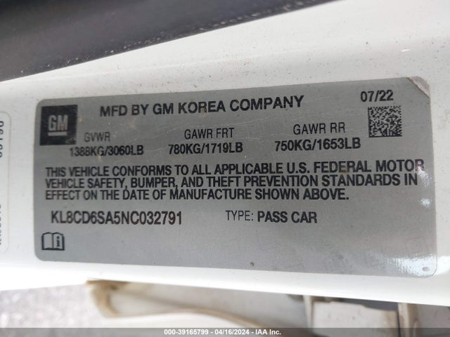 Chevrolet Spark Fwd 1lt Automatic 2022 KL8CD6SA5NC032791 Image 9