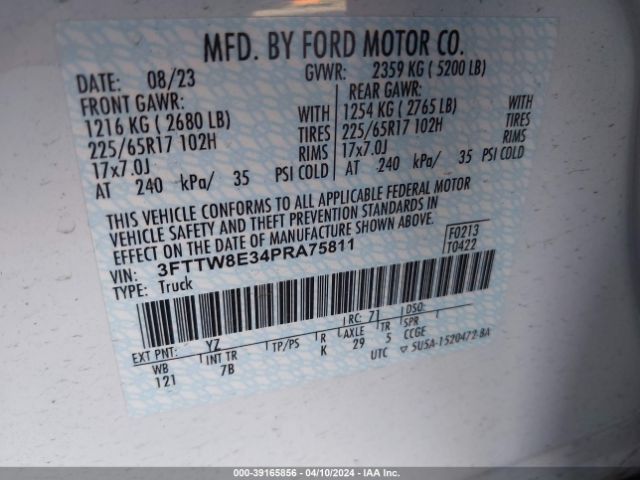 3FTTW8E34PRA75811 Ford Maverick Xlt