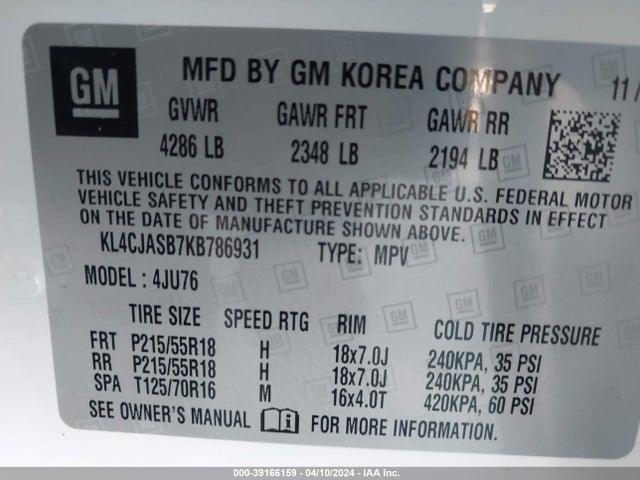 KL4CJASB7KB786931 Buick Encore Fwd Preferred