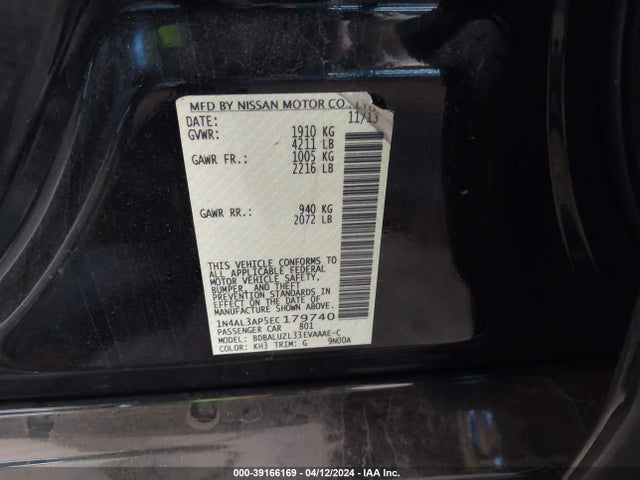 Nissan Altima 2.5 Sv 2014 1N4AL3AP5EC179740 Image 9