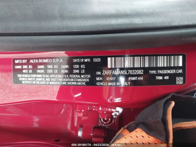 ZARFAMAN5L7632082 Alfa Romeo Giulia Rwd