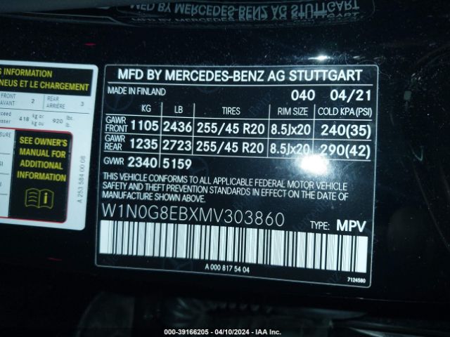 W1N0G8EBXMV303860 Mercedes-Benz Glc 300 4matic Suv