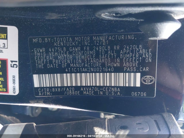 Toyota CAMRY LE 2022 4T1C11AK2NU021640 Image 9