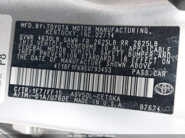 Toyota Camry Se Sport 2014 4T1BF1FK8EU793453 Image 9