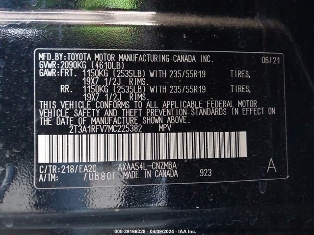 Toyota Rav4 Xle Premium 2021 2T3A1RFV7MC225382 Image 9