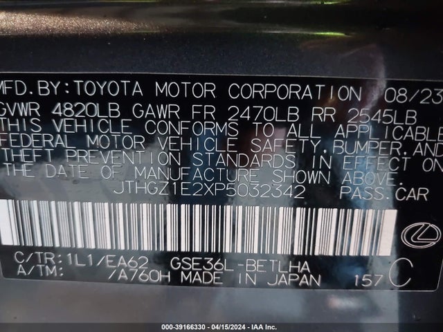 JTHGZ1E2XP5032342 Lexus Is 350 F Sport