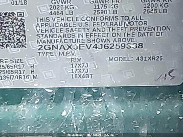 Chevrolet EQUINOX LT 2018 2GNAXJEV4J6259388 Image 9