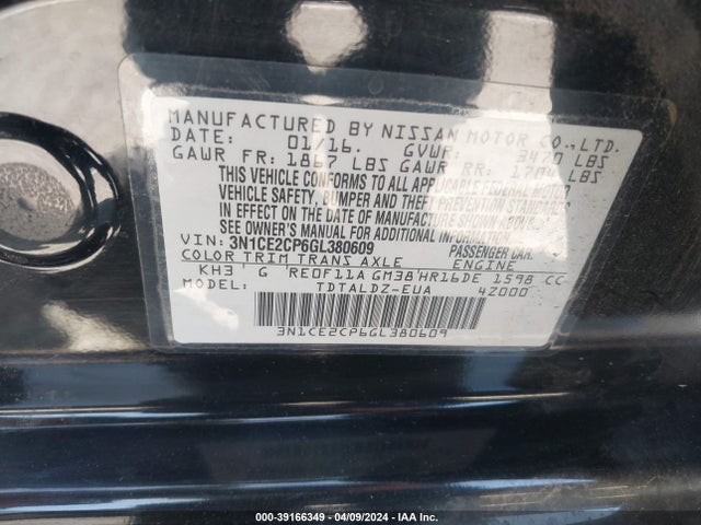 Nissan Versa Note Sv 2016 3N1CE2CP6GL380609 Image 9
