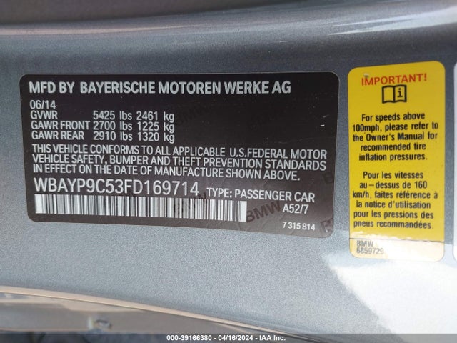 BMW 650i 2015 WBAYP9C53FD169714 Image 9