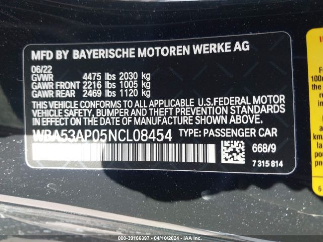 WBA53AP05NCL08454 BMW 430I