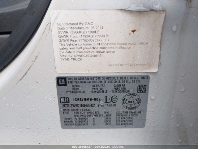3GTU2WEC1EG486421 GMC Sierra 1500 Denali