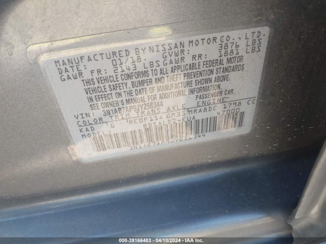 Nissan SENTRA SV 2018 3N1AB7AP9JY256344 Image 9