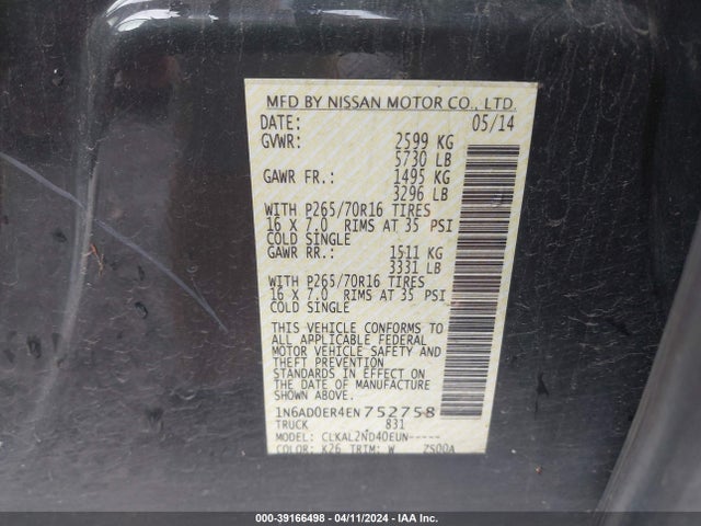 Nissan Frontier Sv 2014 1N6AD0ER4EN752758 Image 9