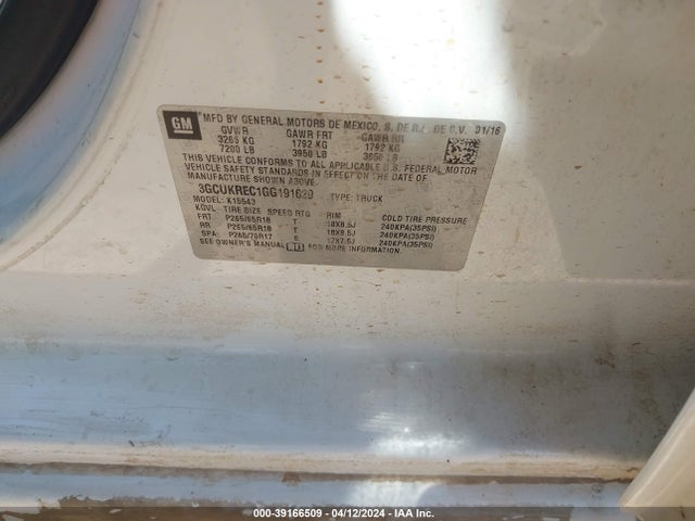 Chevrolet Silverado 1500 2lt 2016 3GCUKREC1GG191629 Image 9