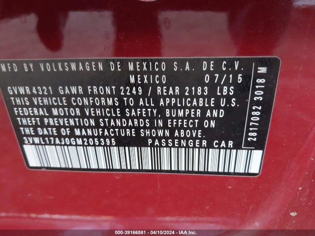 3VWL17AJ0GM205395 Volkswagen Jetta 1.8t Sel