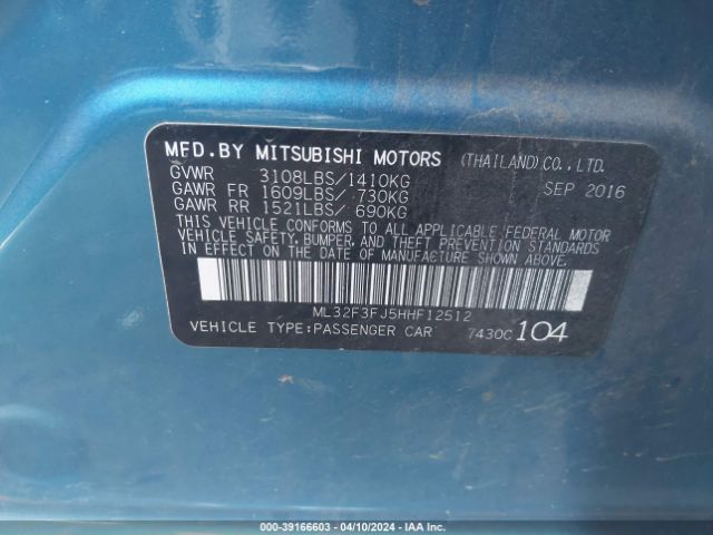 ML32F3FJ5HHF12512 Mitsubishi Mirage G4 Es