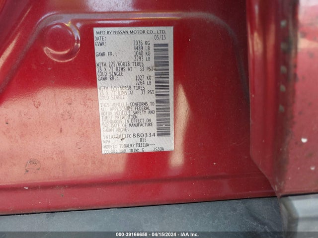 Nissan Rogue Sl 2015 5N1AT2MT1FC880334 Image 9