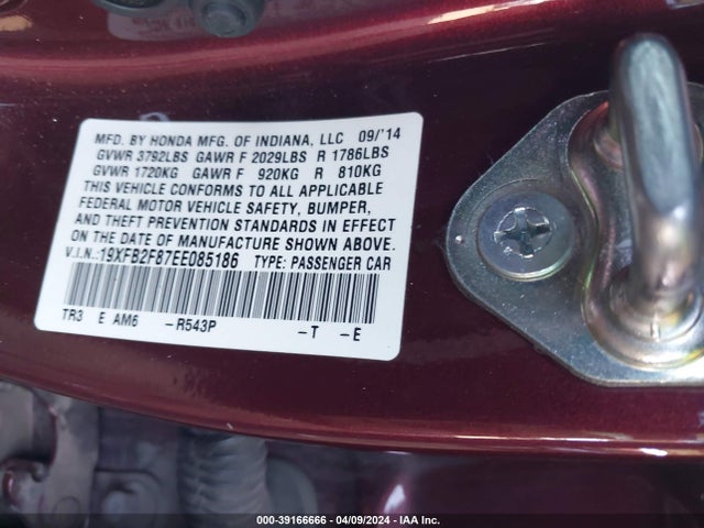 Honda CIVIC EX 2014 19XFB2F87EE085186 Image 9