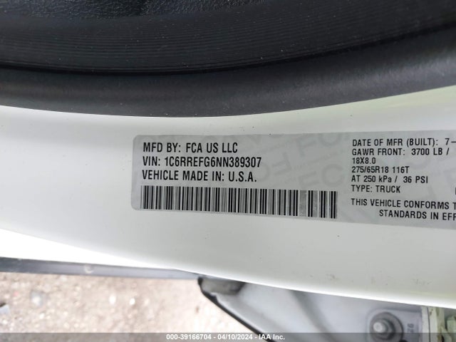 1C6RREFG6NN389307 RAM 1500 Lone Star  4x2 5'7 Box