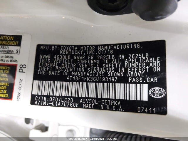Toyota CAMRY XSE 2016 4T1BF1FK3GU193197 Image 9