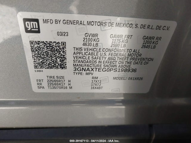 Chevrolet Equinox Awd 2fl 2023 3GNAXTEG0PS198936 Image 9