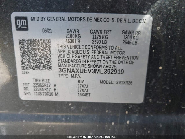 Chevrolet Equinox Awd Lt 2021 3GNAXUEV3ML392919 Image 9