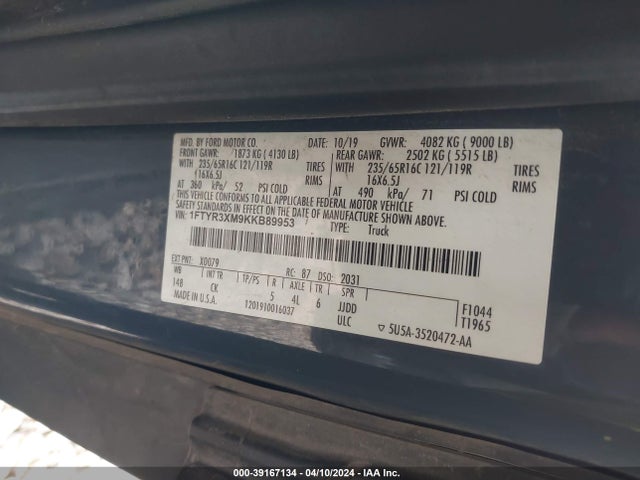Ford Transit-250 2019 1FTYR3XM9KKB89953 Image 9