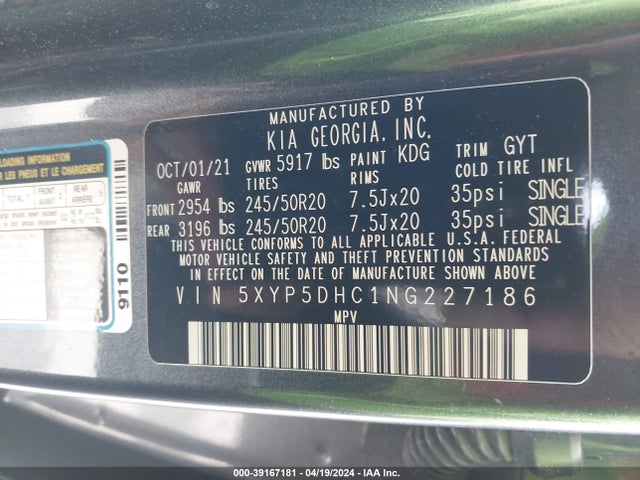 KIA Telluride Sx 2022 5XYP5DHC1NG227186 Image 9