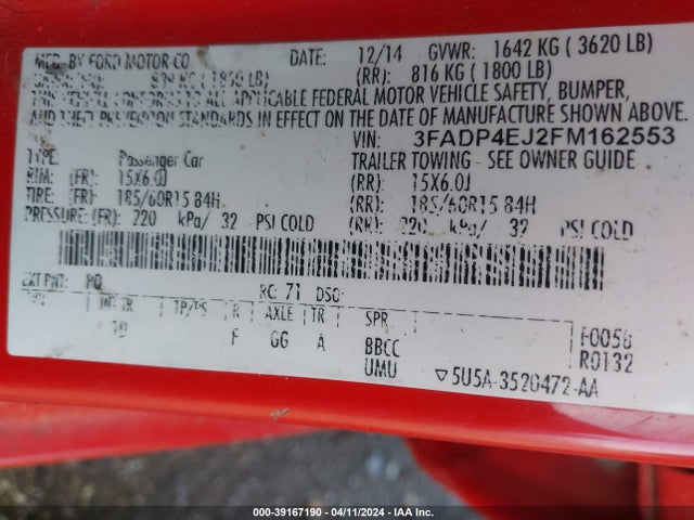 Ford FIESTA SE 2015 3FADP4EJ2FM162553 Image 9