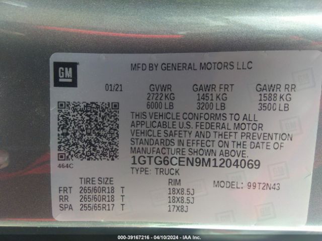 1GTG6CEN9M1204069 GMC Canyon 4wd  Short Box Elevation