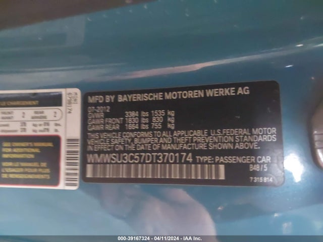 2013 MINI HARDTOP WMWSU3C57DT370174 Photo 8