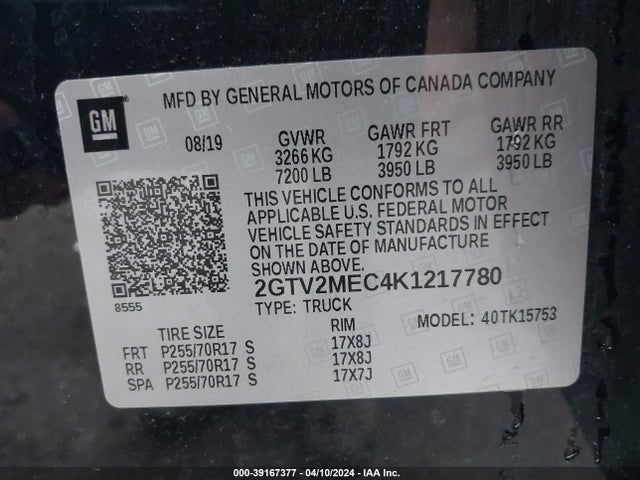 GMC Sierra 1500 Limited Sle 2019 2GTV2MEC4K1217780 Image 9