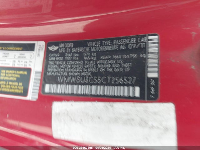 2012 MINI COOPER WMWSU3C55CT256527 Photo 8