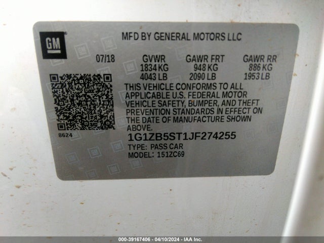Chevrolet Malibu 1ls 2018 1G1ZB5ST1JF274255 Image 9