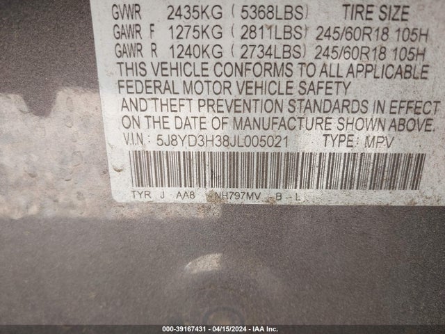 Acura MDX 2018 5J8YD3H38JL005021 Image 9