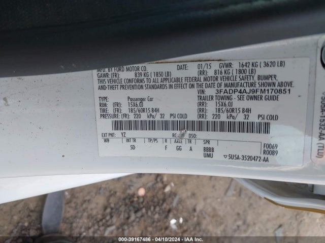 Ford FIESTA S 2015 3FADP4AJ9FM170851 Image 9