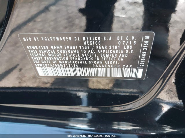 3VW2B7AJ9HM213134 Volkswagen Jetta 1.4t S
