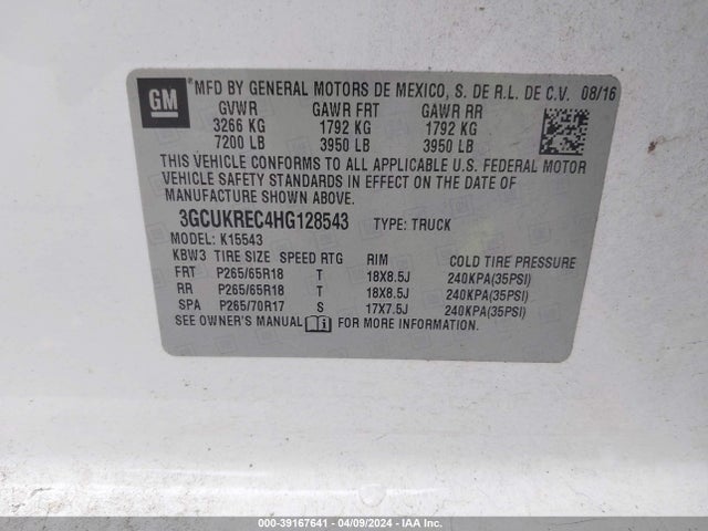 Chevrolet Silverado 1500 2lt 2017 3GCUKREC4HG128543 Image 9