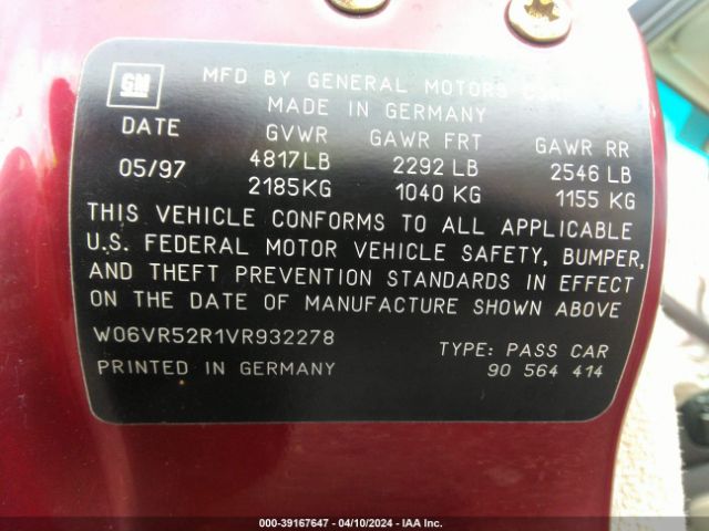 1997 CADILLAC CATERA W06VR52R1VR932278 Photo 8