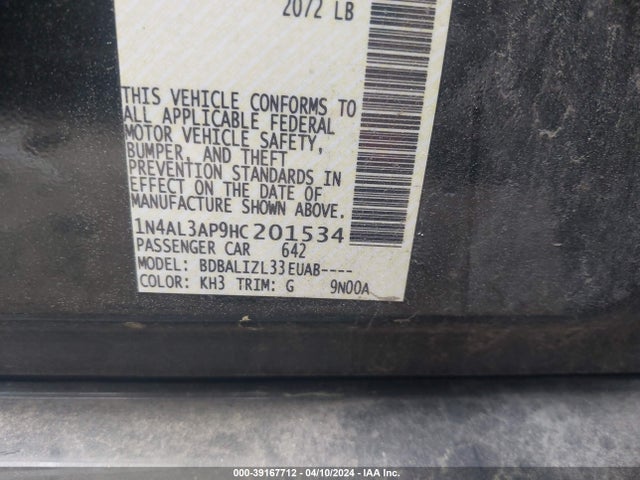 Nissan Altima 2.5 Sv 2017 1N4AL3AP9HC201534 Image 9