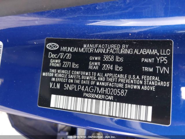 2021 HYUNDAI ELANTRA 5NPLP4AG7MH020587 Photo 8