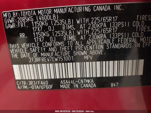 Toyota Rav4 Xle 2014 2T3RFREV7EW151001 Image 9