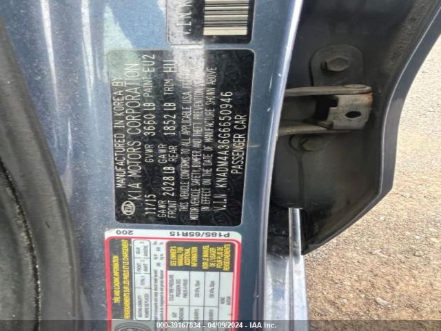 KNADM4A36G6650946 KIA RIO LX